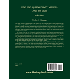 King and Queen County, Virginia Land Tax Lists, 1782-1807 back cover
