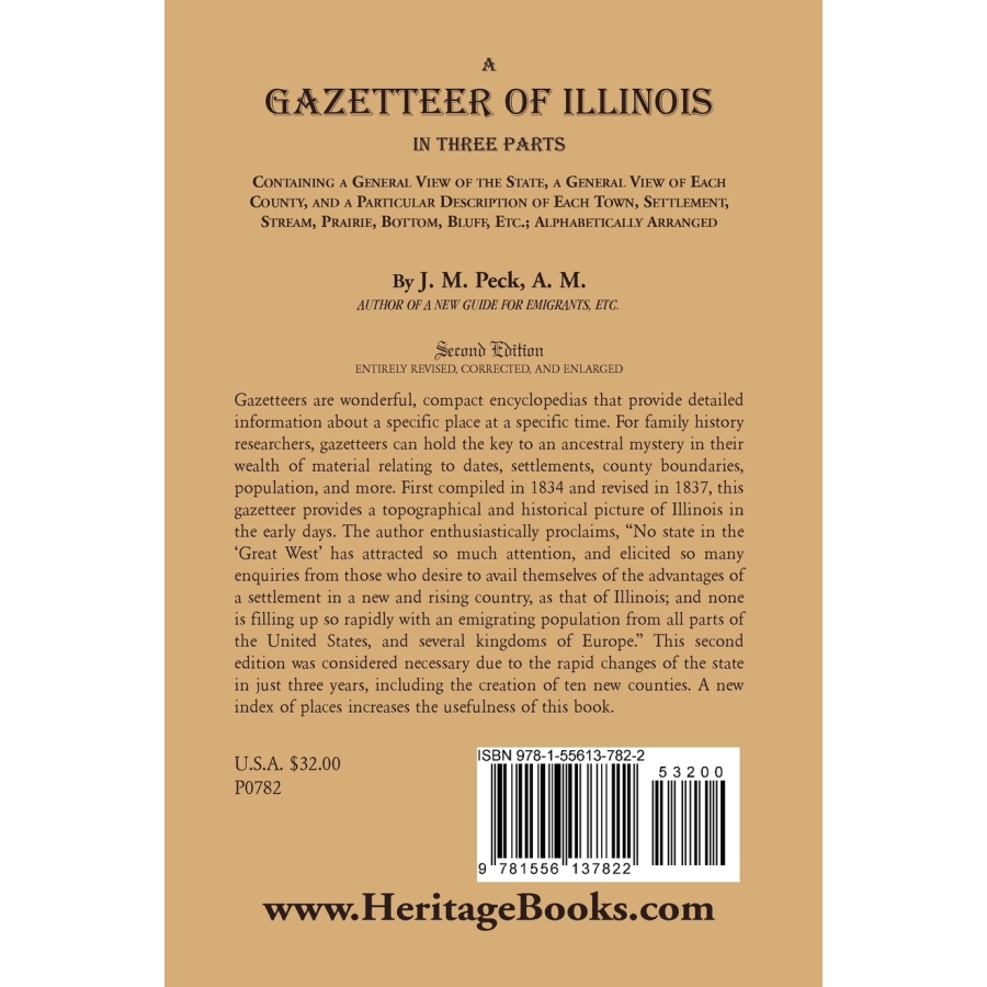 back cover of A Gazetteer of Illinois In Three Parts