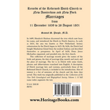 Records of the Reformed Dutch Church in New Amsterdam and New York, Marriages from 11 December 1639 to 26 August 1801 back cover
