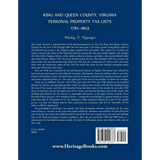 King and Queen County, Virginia Personal Property Tax Lists, 1782-1803 back cover