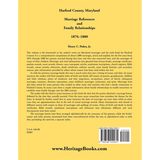 Harford County, Maryland Marriage References and Family Relationships, 1876-1880 back cover