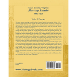 Essex County, Virginia Marriage Records, 1884-1921 back cover