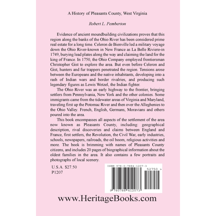 A History of Pleasants County, West Virginia back cover