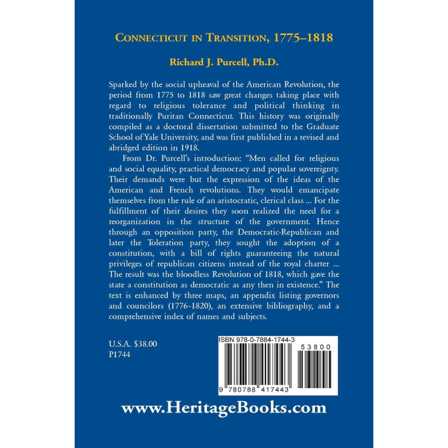 Connecticut in Transition, 1775-1818 back cover