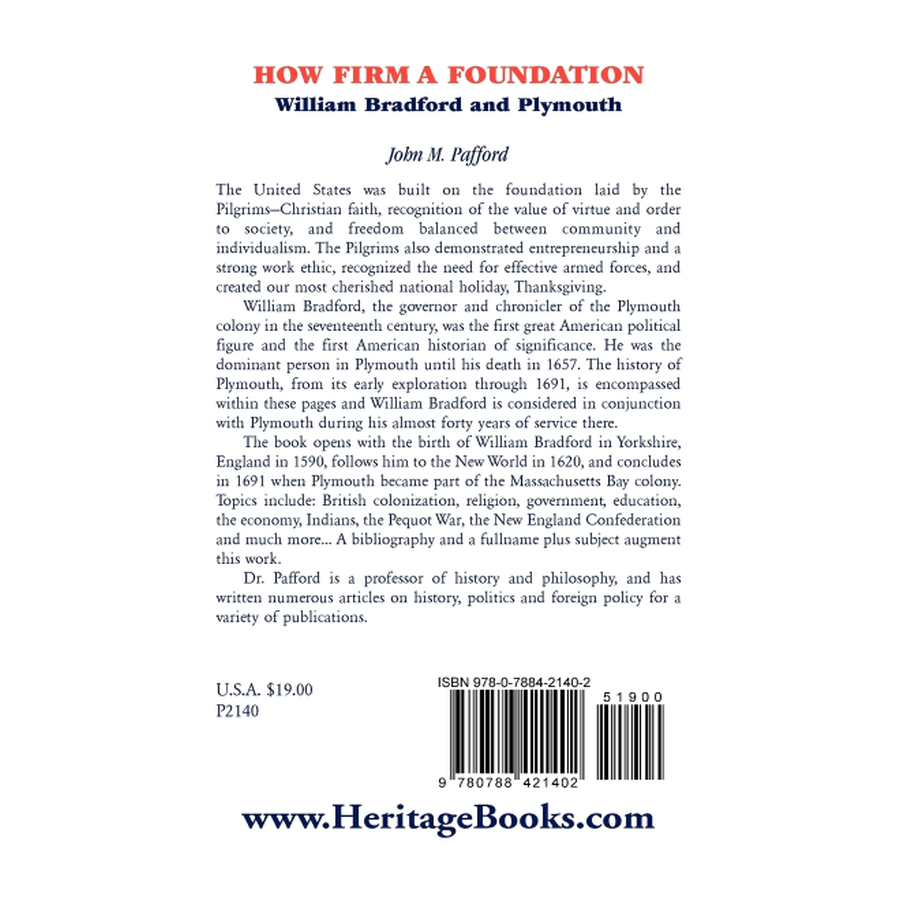 How Firm a Foundation: William Bradford and Plymouth back cover