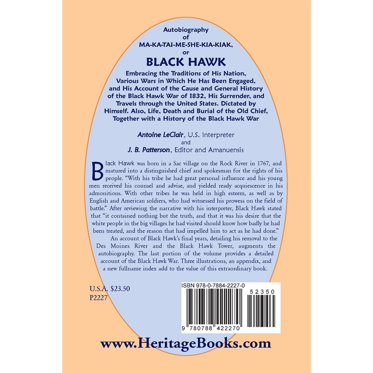 Autobiography of Ma-Ka-Tai-Me-She-Kia-Kiak, or Black Hawk back cover
