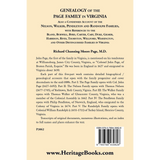 Genealogy of the Page Family in Virginia: Also a Condensed Account of The Nelson, Walker, Pendleton and Randolph Families back cover