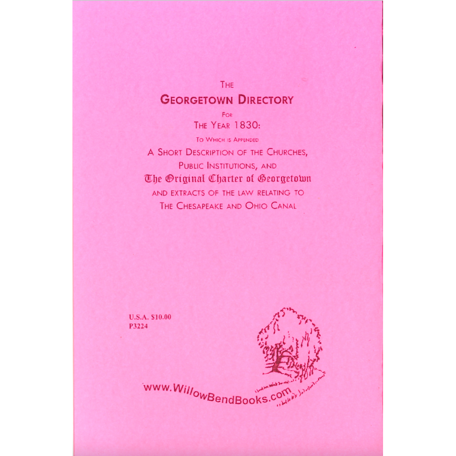 The Georgetown [District of Columbia] Directory for the Year 1830 back cover