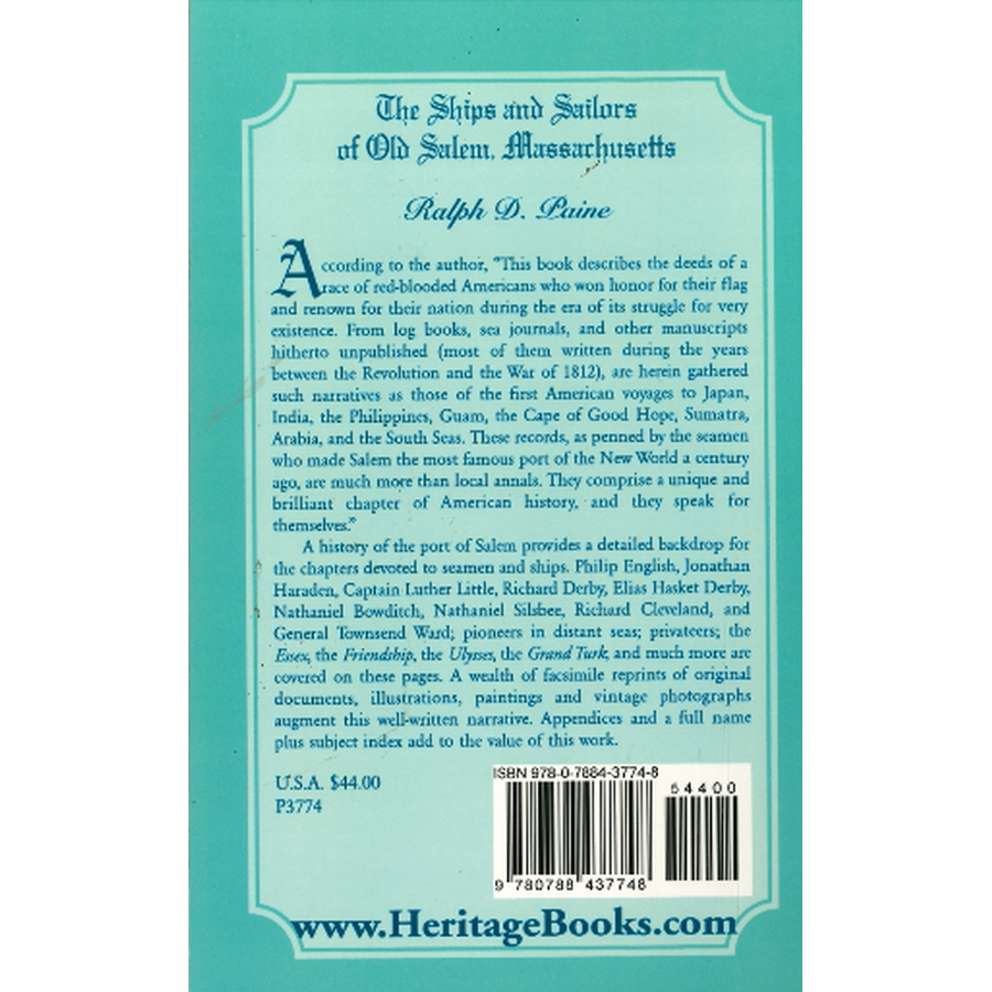 The Ships and Sailors of Old Salem back cover