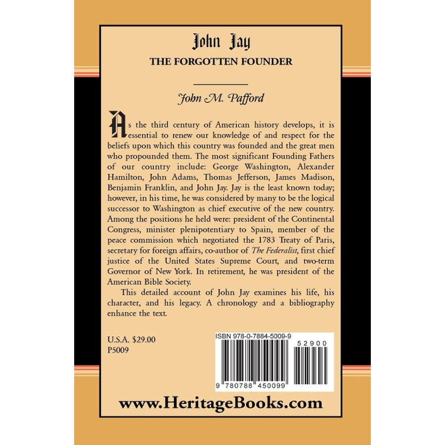 John Jay: The Forgotten Founder back cover