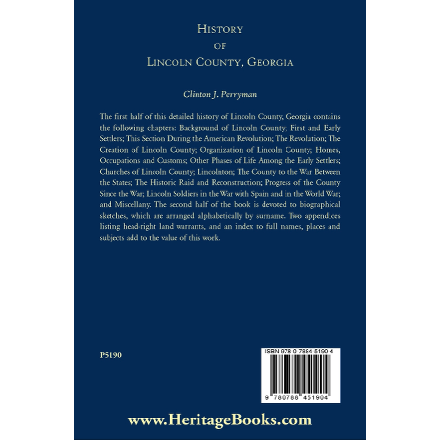History of Lincoln County, Georgia back cover