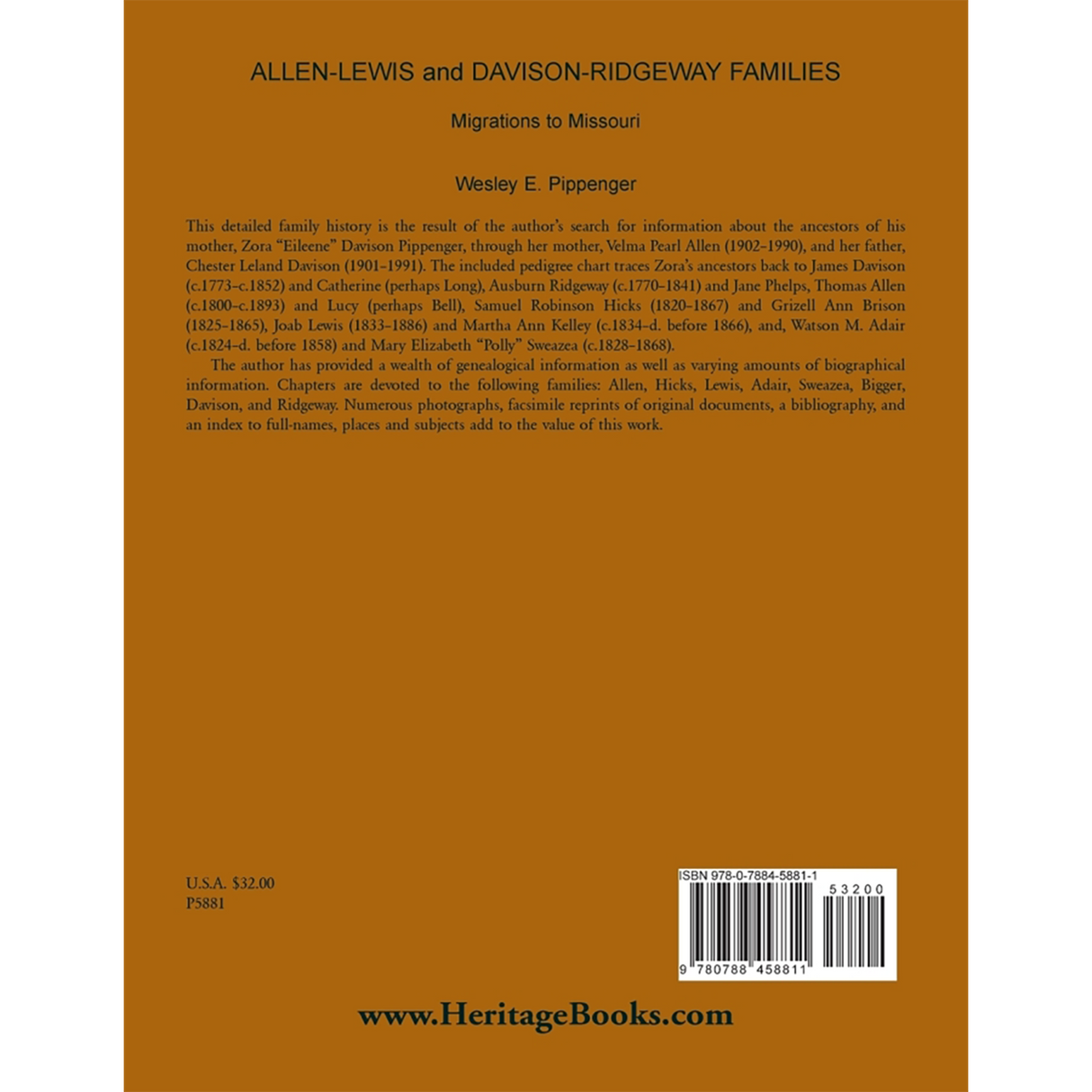 Allen-Lewis and Davison-Ridgeway Families: Migrations to Missouri back cover