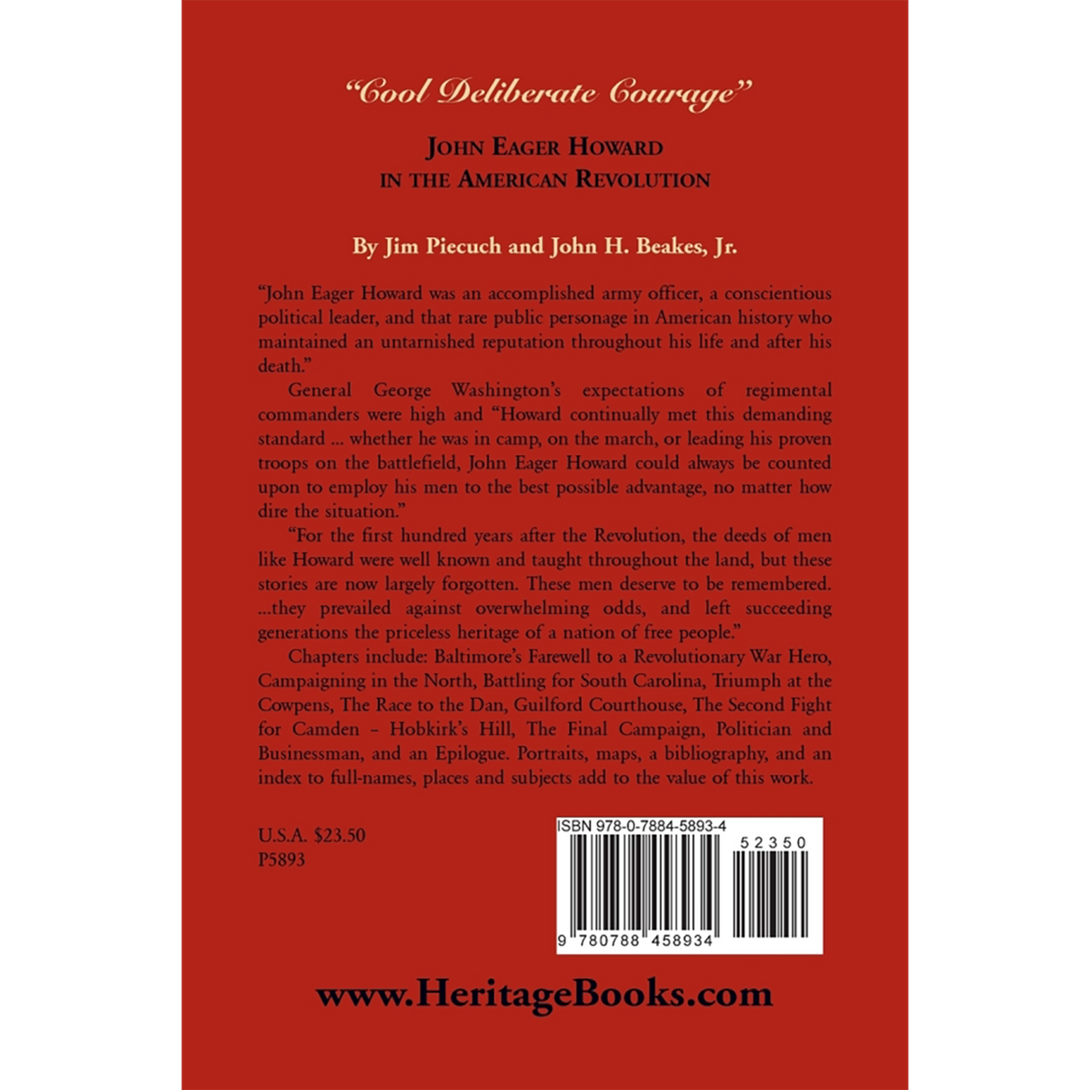"Cool Deliberate Courage" John Eager Howard in the American Revolution back cover