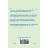 Dorchester County, Maryland Marriage References, 1669-1800 back cover