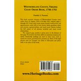 Westmoreland County, Virginia Court Order Book, 1758-1761 back cover