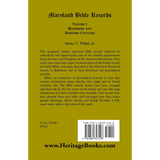 Maryland Bible Records, Volume 1: Baltimore and Harford Counties back cover