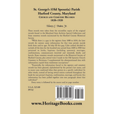 St. George's (Old Spesutia) Parish, Harford County, Maryland: Church and Cemetery Records, 1820-1920 back cover