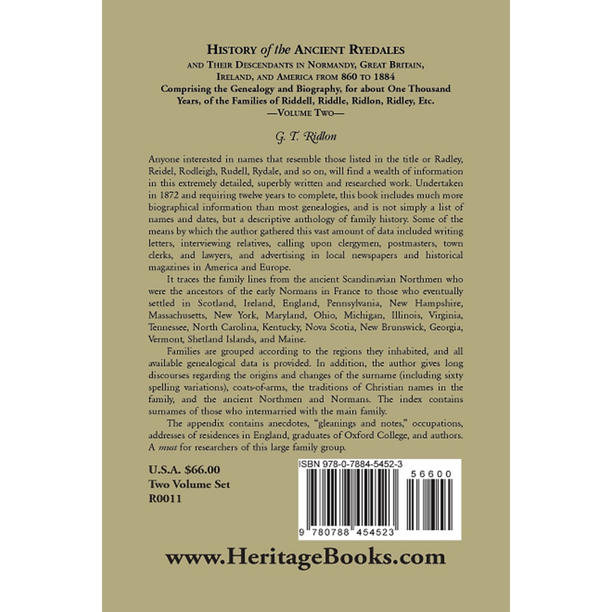 History of the Ancient Ryedales, Volume 2 back cover
