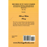 Records of St. Paul's Parish, Baltimore, Maryland: Volume 2 back cover