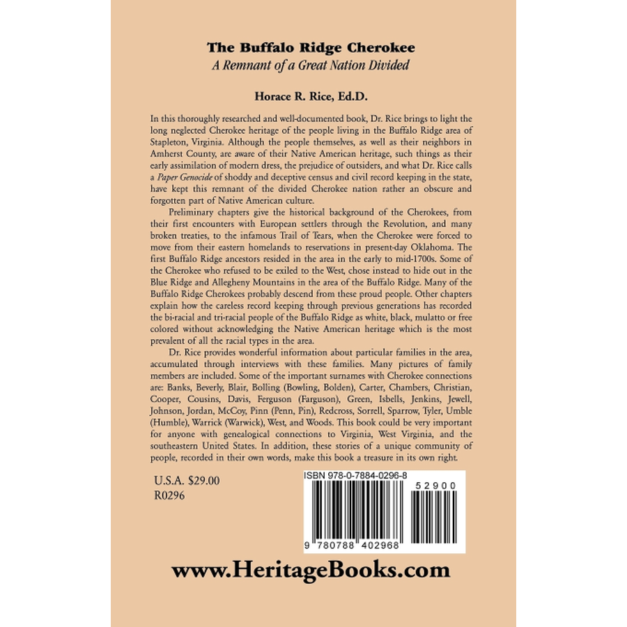 The Buffalo Ridge Cherokee: A Remnant of a Great Nation Divided back cover