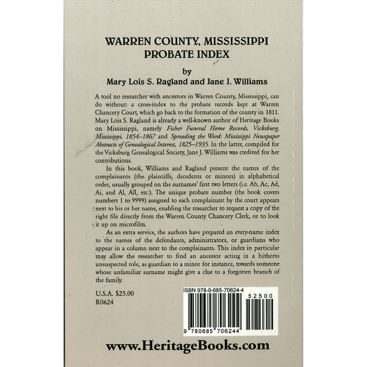 Warren County, Mississippi Probate Index back cover