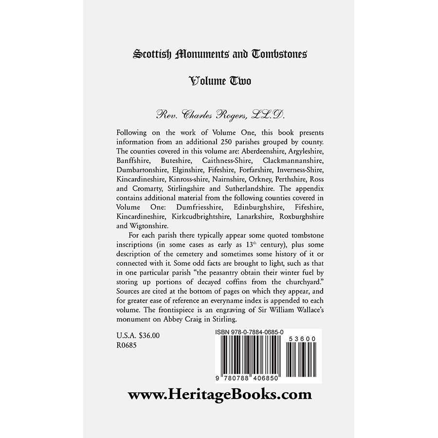 Scottish Monuments and Tombstones, Volume 2 back cover