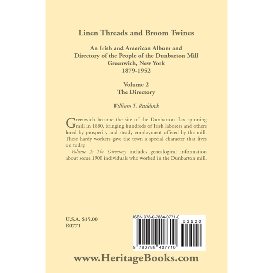 Linen Threads and Broom Twines: Volume 2, The Directory back cover