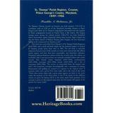 St. Thomas Parish Register, Croome, Prince George's County, Maryland, 1849-1906 back cover