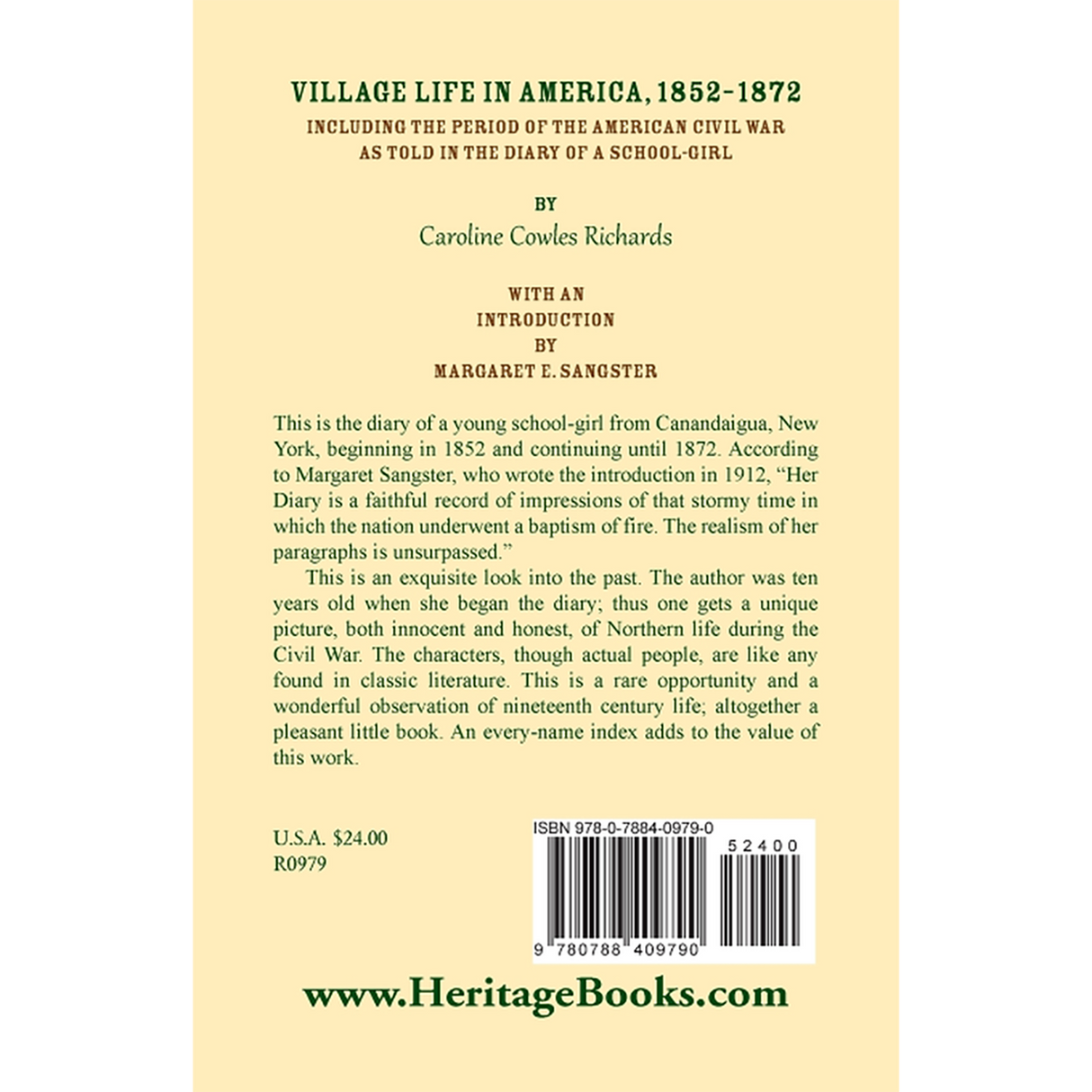 Village Life in America back cover