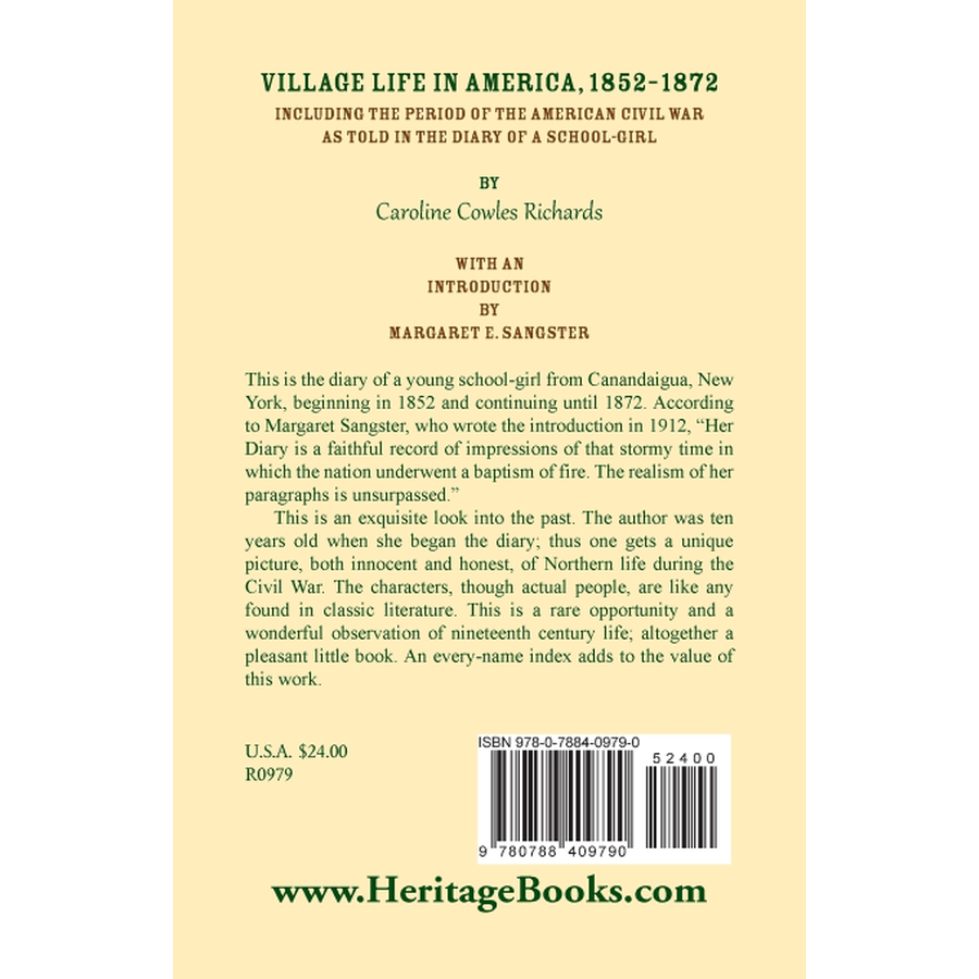 back cover of Village Life in America