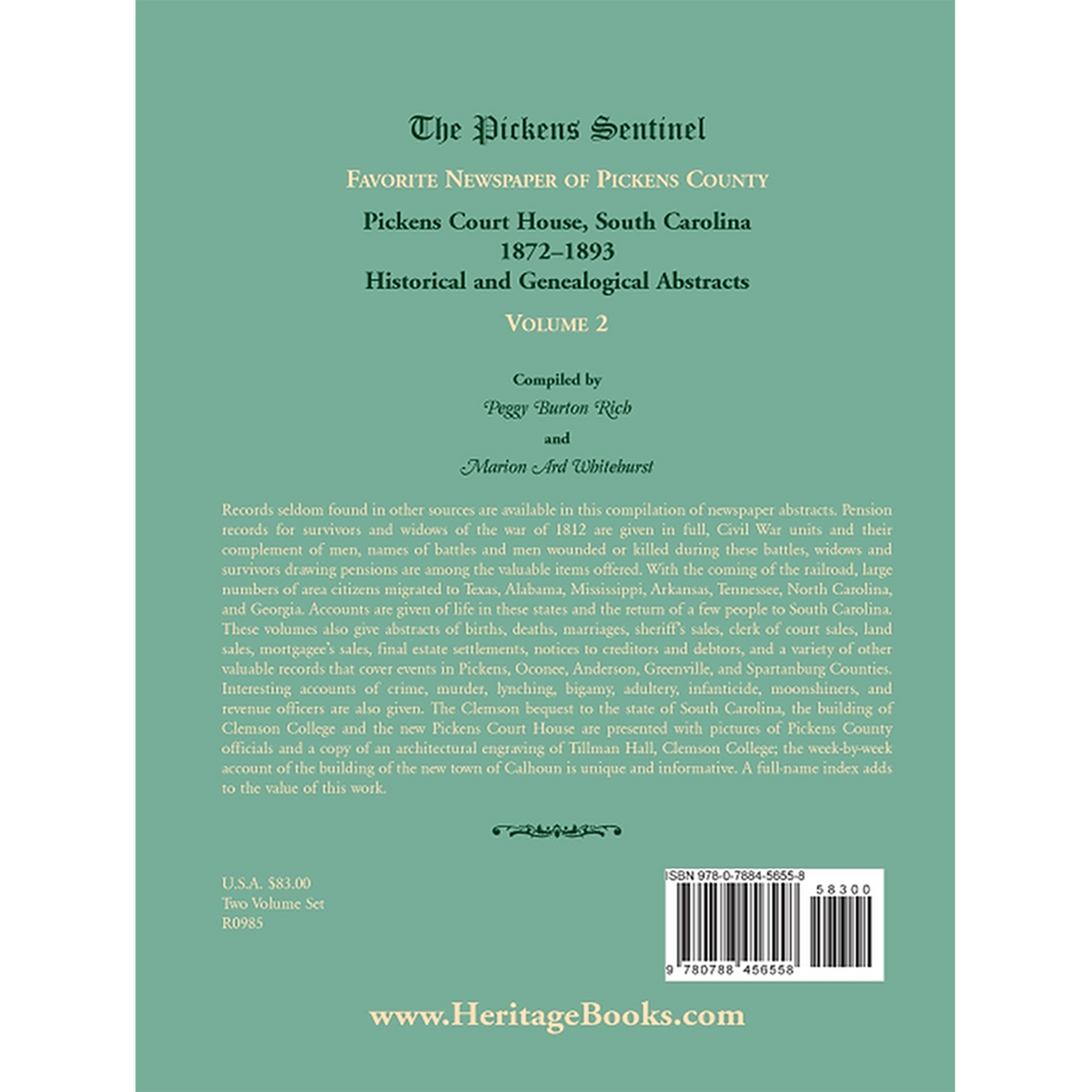The Pickens Sentinel: Favorite Newspaper of Pickens County, [South Carolina], Volume 2 back cover
