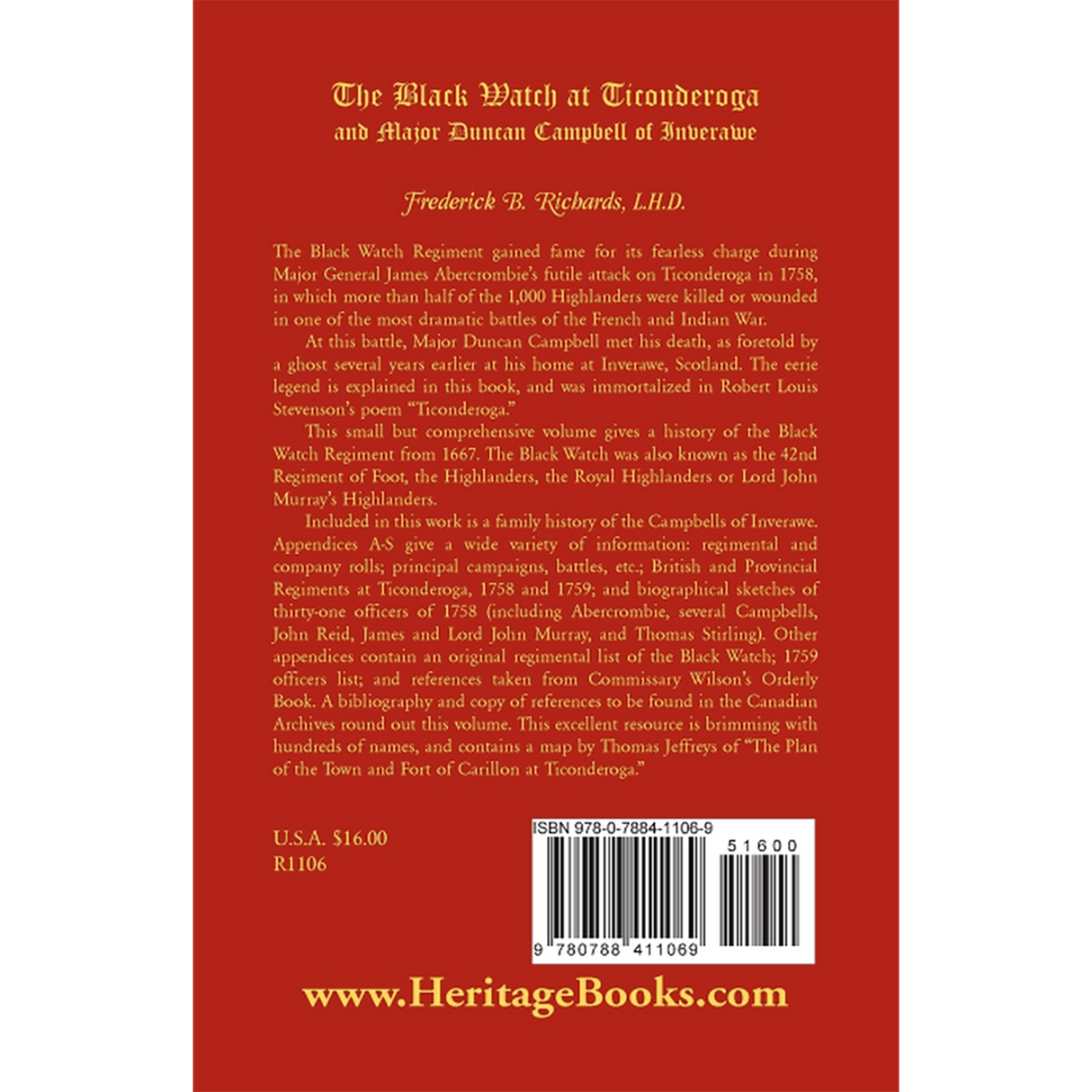 The Black Watch at Ticonderoga and Major Duncan Campbell of Inverawe back cover