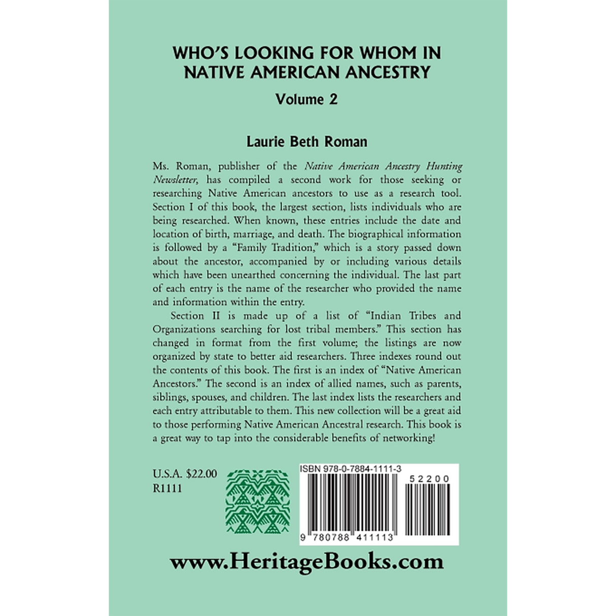 Who's Looking for Whom in Native American Ancestry, Volume 2 back cover