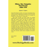 Milton, New Hampshire, Vital Records, 1888-1999 back cover