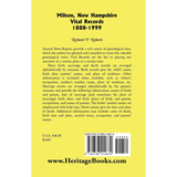 Milton, New Hampshire, Vital Records, 1888-1999 back cover