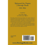 Richmond City, Virginia Marriage Bonds, 1797-1853 back cover