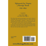Richmond City, Virginia Marriage Bonds, 1797-1853 back cover