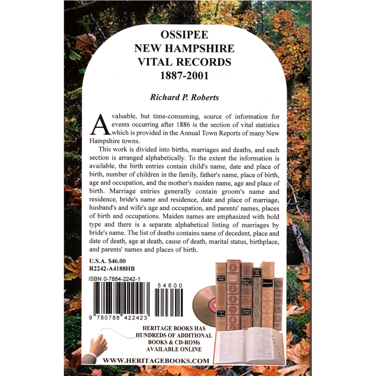 Ossipee, New Hampshire Vital Records, 1887-2001 back cover