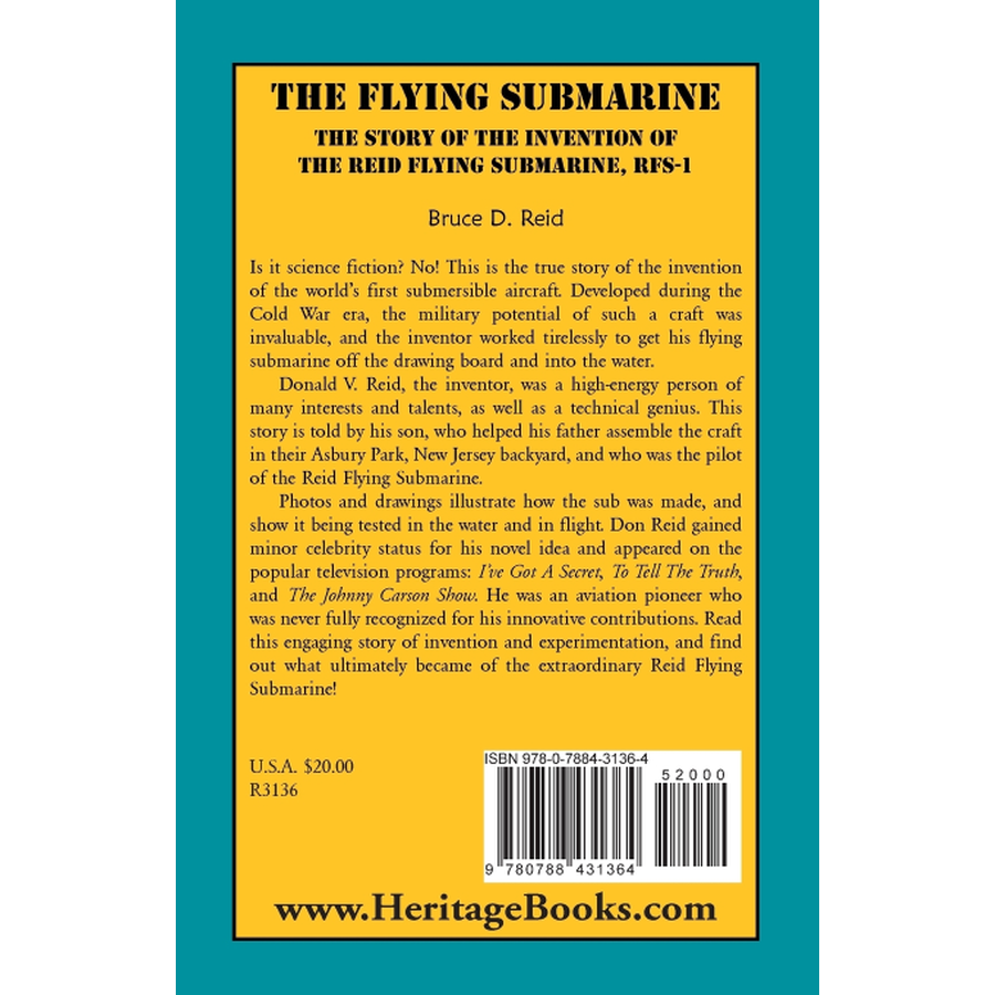 back cover of The Flying Submarine: The Story of the Invention of the Reid Flying Submarine, RFS-1