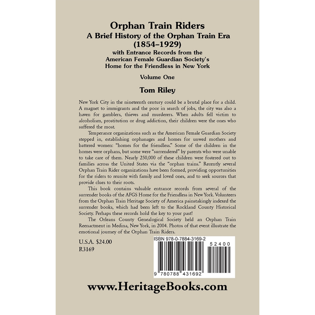Orphan Train Riders: A Brief History of the Orphan Train Era (1854-1929) back cover