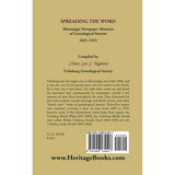 Spreading the Word: Mississippi Newspaper Abstracts of Genealogical Interest, 1825-1935 back cover
