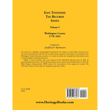 East Tennessee Tax Records Index Volume I: Washington County, 1778-1821 back cover