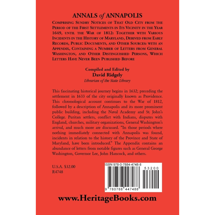 back cover of Annals of Annapolis