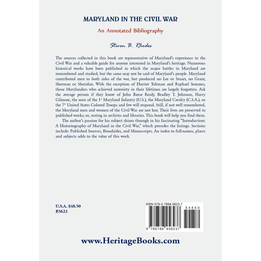 Maryland in the Civil War: An Annotated Bibliography back cover