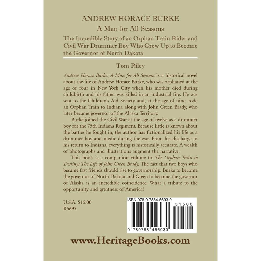 back cover of Andrew Horace Burke: A Man For All Seasons