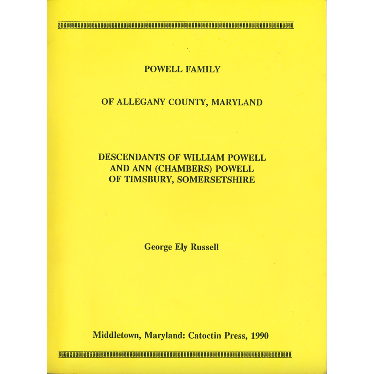 Powell Family of Allegany County, Maryland