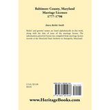 Baltimore County, Maryland Marriage Licenses, 1777-1798 back cover