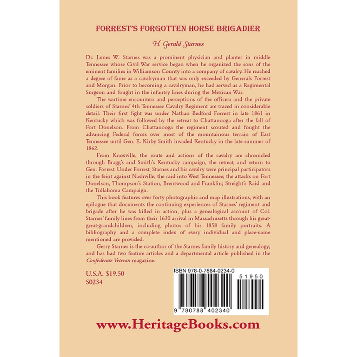 Forrest's Forgotten Horse Brigadier back cover