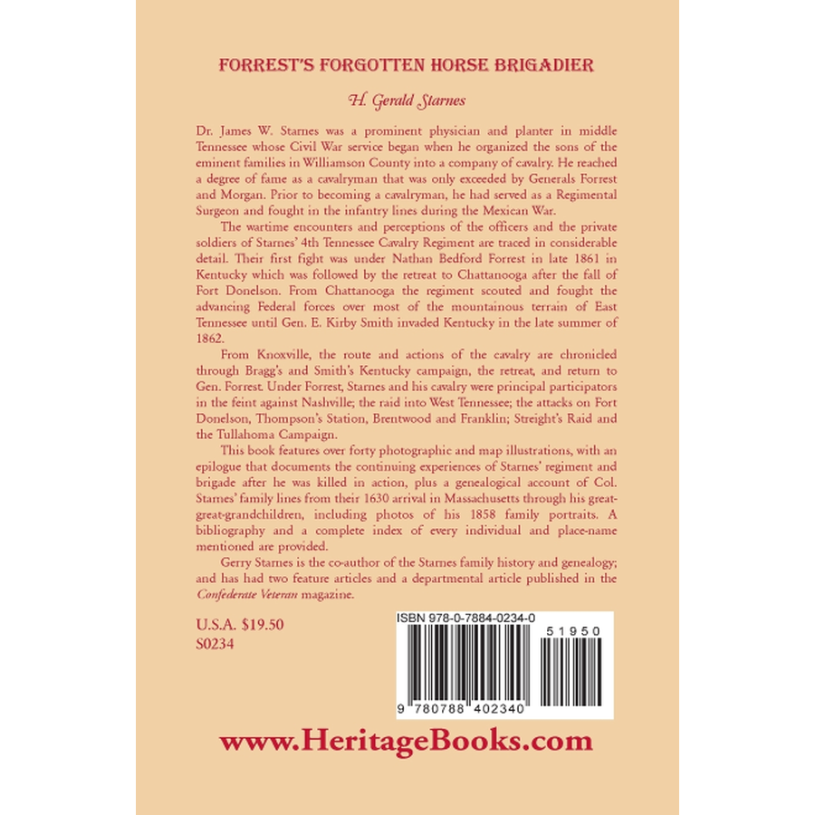 back cover of Forrest's Forgotten Horse Brigadier