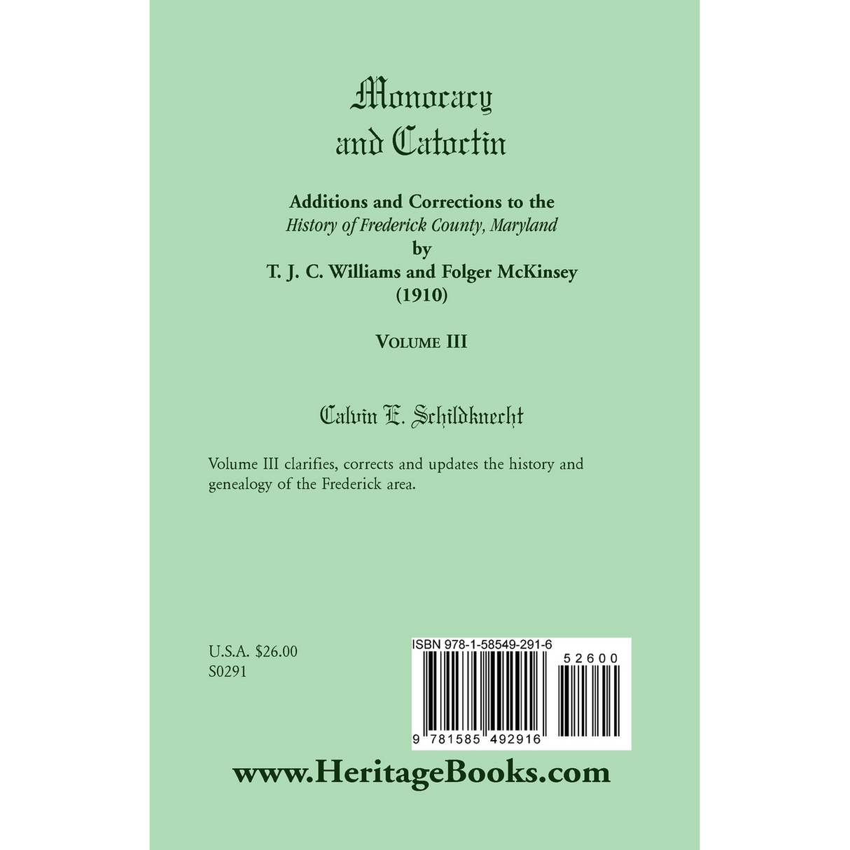 Monocacy and Catoctin, Volume 3 back cover